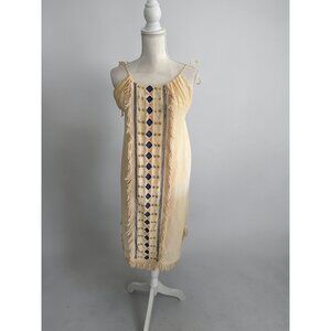 PEPIN Cream Embroidered Shift Dress Size 6